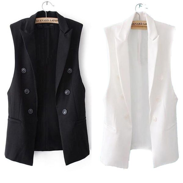 1pc sleeveless blazer women's men casual double-breasted lapel vest sleeveless suit sleeve cardigan fashion outwear coat c50, White;black
1pc sleeveless blazer women's men casual double-breasted lapel vest sleeveless suit sleeve cardigan fashion outwear coat c50, White;black