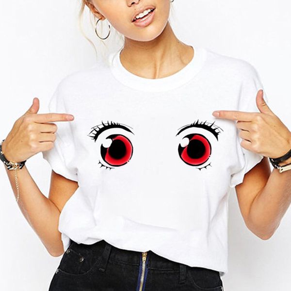 cute big eyes pattern women's fashion style 3d printing round neck casual streetwear summer basic short-sleeved t-shirt, White
cute big eyes pattern women's fashion style 3d printing round neck casual streetwear summer basic short-sleeved t-shirt, White