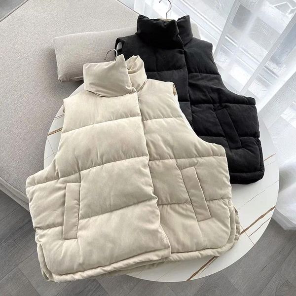 women's vests bbwm 2021 winter women elegant solid streetwear vest female vintage loose stand collar zipper casual waistcoat chic top, Black;white
women's vests bbwm 2021 winter women elegant solid streetwear vest female vintage loose stand collar zipper casual waistcoat chic top, Black;white