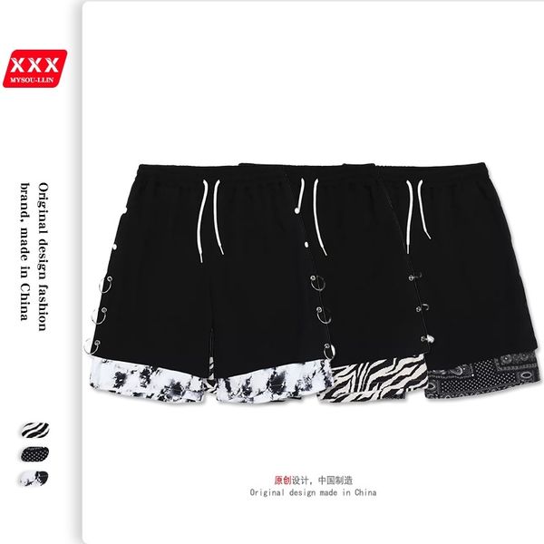 hip hop high street breasted cashew flower splicing sports capris men's fashion brand loose couple casual shorts men, Black
hip hop high street breasted cashew flower splicing sports capris men's fashion brand loose couple casual shorts men, Black