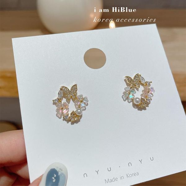 stud korean design fashion jewelry 14k gold plating zircon shell flower butterfly earrings elegant women's wedding accessories, Golden;silver
stud korean design fashion jewelry 14k gold plating zircon shell flower butterfly earrings elegant women's wedding accessories, Golden;silver