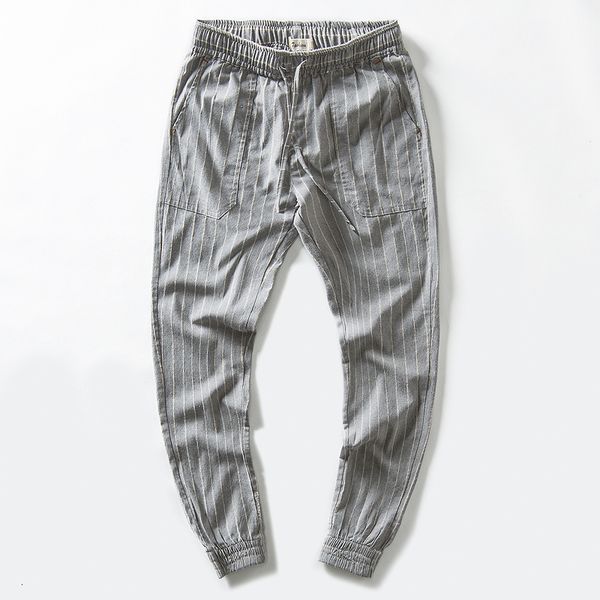 2021 spring and autumn new men's casual loose linen mens trousers striped pencil pants male elastic waist pantalones broek sd3i, Black
2021 spring and autumn new men's casual loose linen mens trousers striped pencil pants male elastic waist pantalones broek sd3i, Black