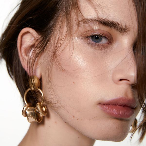 new simple alloy ring za same fashion temperament metal color show earrings, Silver 
new simple alloy ring za same fashion temperament metal color show earrings, Silver