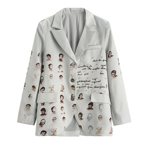 women blazer character alphabet fun print single-breasted long sleeve suit female retro casual jacket coat fashion office blazer, White;black
women blazer character alphabet fun print single-breasted long sleeve suit female retro casual jacket coat fashion office blazer, White;black