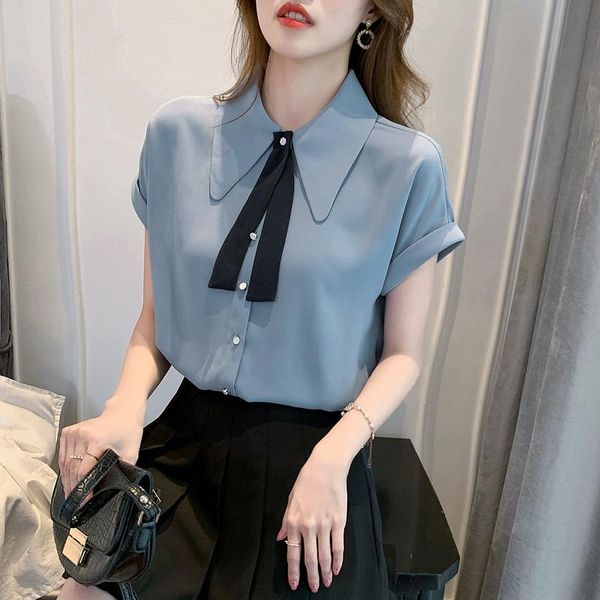 women's blouses & shirts high-end chiffon shirt summer short-sleeved 2021 tie design sense commuting temperament fashion blouse, White
women's blouses & shirts high-end chiffon shirt summer short-sleeved 2021 tie design sense commuting temperament fashion blouse, White