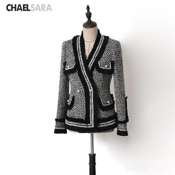women's jackets tweed jacket women office elegant tassels coat single-breasted slim long-sleeved v-neck 2021 plaid veste femme, Black;brown
women's jackets tweed jacket women office elegant tassels coat single-breasted slim long-sleeved v-neck 2021 plaid veste femme, Black;brown