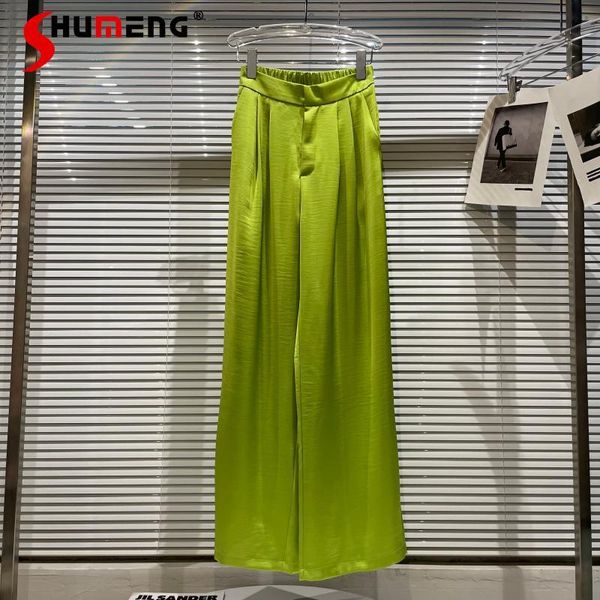 women's pants & capris 2021 summer elastic waist fluorescent green loose trousers mercerized cotton wide-leg for female, Black;white
women's pants & capris 2021 summer elastic waist fluorescent green loose trousers mercerized cotton wide-leg for female, Black;white