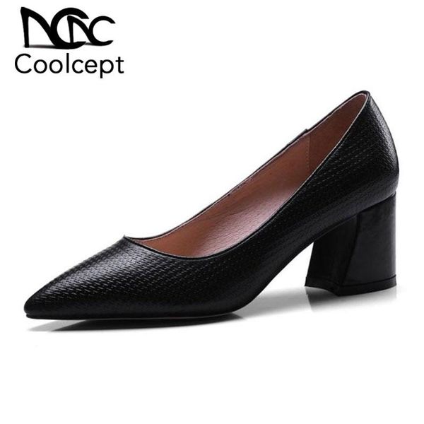 dress shoes coolcept women genuine leather brand pumps pointed toe square heels office ladies work spring size 34-39, Black
dress shoes coolcept women genuine leather brand pumps pointed toe square heels office ladies work spring size 34-39, Black