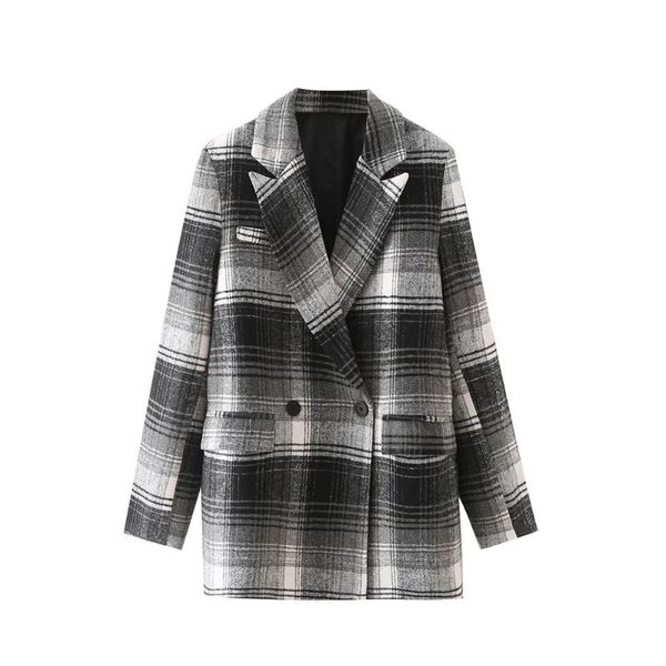 women's suits & blazers xeasy 2021 women elegant black white plaid office lady blazer female vintage streetwear double breasted suit ca, White;black
women's suits & blazers xeasy 2021 women elegant black white plaid office lady blazer female vintage streetwear double breasted suit ca, White;black