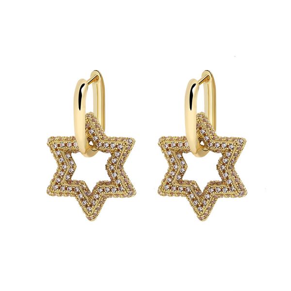 design advanced copper inlaid zircon gold hexagon star atmosphere wind trend versatile earrings for women, Silver
design advanced copper inlaid zircon gold hexagon star atmosphere wind trend versatile earrings for women, Silver