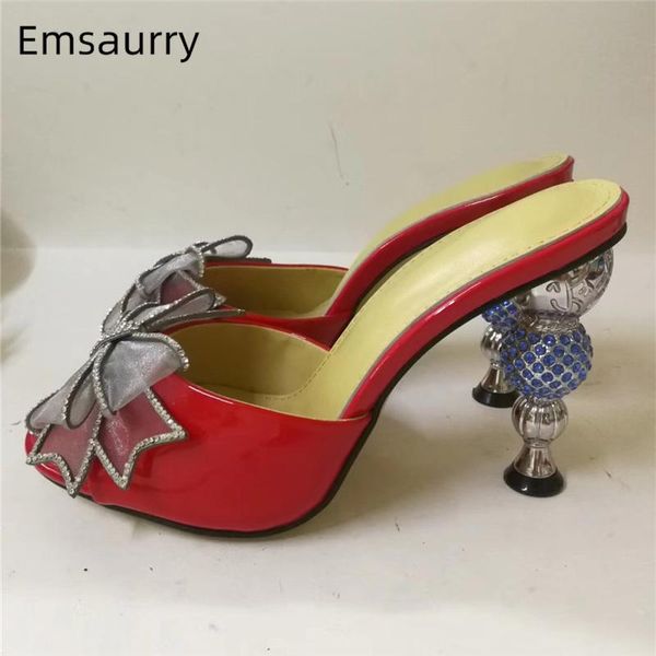 slippers jeweled lace butterfly-knot women novelty strange heel metal ball rhinestone patent leather summer shoes woman, Black
slippers jeweled lace butterfly-knot women novelty strange heel metal ball rhinestone patent leather summer shoes woman, Black