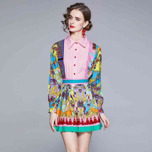 runway spring summer flower skirts 2 two pieces sets women's long sleeve floral print shirt and short pleated suits 210603, White
runway spring summer flower skirts 2 two pieces sets women's long sleeve floral print shirt and short pleated suits 210603, White