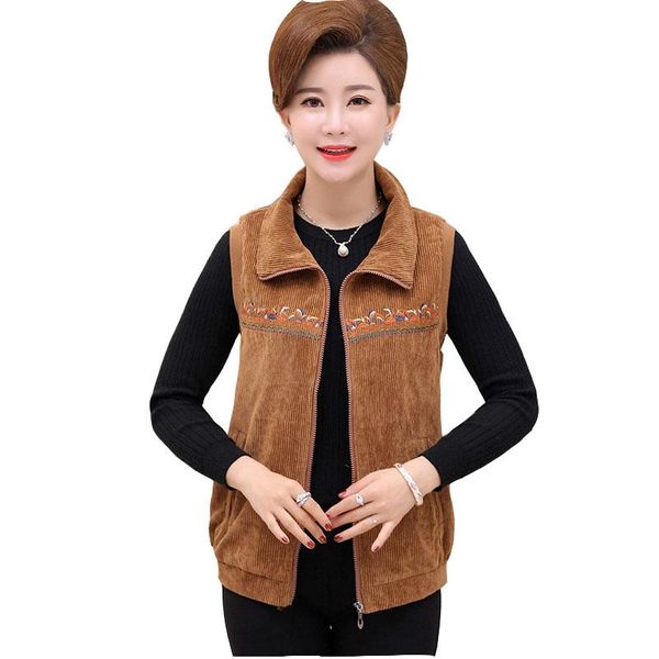 women's vests 2021 corduroy vest coat middle aged women spring autumn plus size 5xl sleeveless jacket embroidery casual waistcoat a324, Black;white
women's vests 2021 corduroy vest coat middle aged women spring autumn plus size 5xl sleeveless jacket embroidery casual waistcoat a324, Black;white