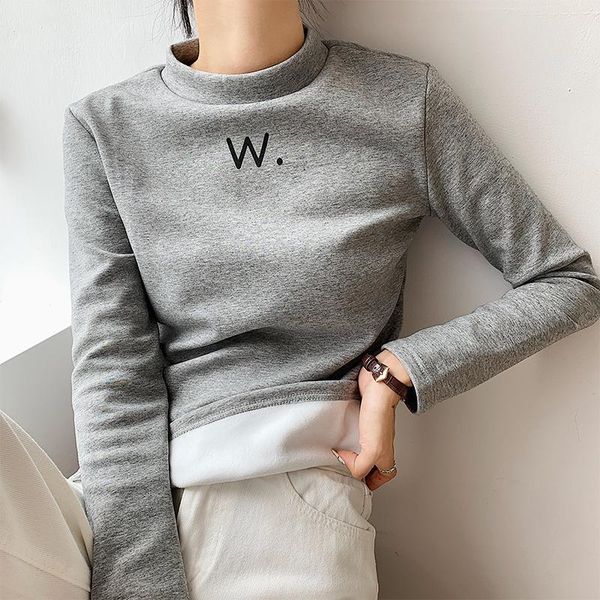 women's t-shirt cashmere thickened half high collar bottomed shirt inner layer with style western upper slim long sleeve, White
women's t-shirt cashmere thickened half high collar bottomed shirt inner layer with style western upper slim long sleeve, White