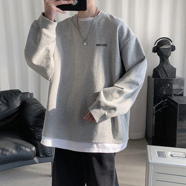 men's hoodies & sweatshirts ruffian handsome fake two piece men's spring and autumn long sleeve loose couple's top, Black
men's hoodies & sweatshirts ruffian handsome fake two piece men's spring and autumn long sleeve loose couple's top, Black