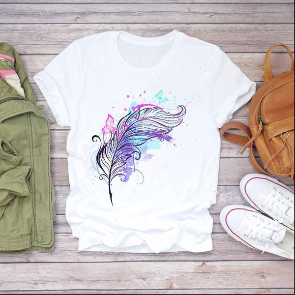 women feather watercolor short sleeve camisas mujer clothes lady t shirts womens t shirt ladies graphic female tee t shirt, White
women feather watercolor short sleeve camisas mujer clothes lady t shirts womens t shirt ladies graphic female tee t shirt, White