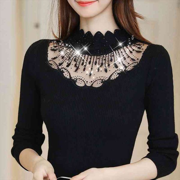 autumn and winter womens clothing slim-fit turtleneck pullover bottoming sweater lace stitching long sleeve sweater, White;black
autumn and winter womens clothing slim-fit turtleneck pullover bottoming sweater lace stitching long sleeve sweater, White;black