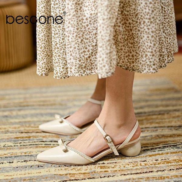 sandals bescone casual women's genuine leather round heels buckle strap pointed toe summer office lady shoes bo932, Black
sandals bescone casual women's genuine leather round heels buckle strap pointed toe summer office lady shoes bo932, Black