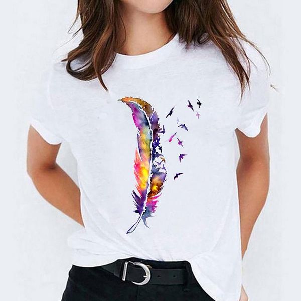 women's t-shirt womens graphic t shirt ladies female tee t-shirts for women watercolor feather bird cute trend clothing print lady, White
women's t-shirt womens graphic t shirt ladies female tee t-shirts for women watercolor feather bird cute trend clothing print lady, White