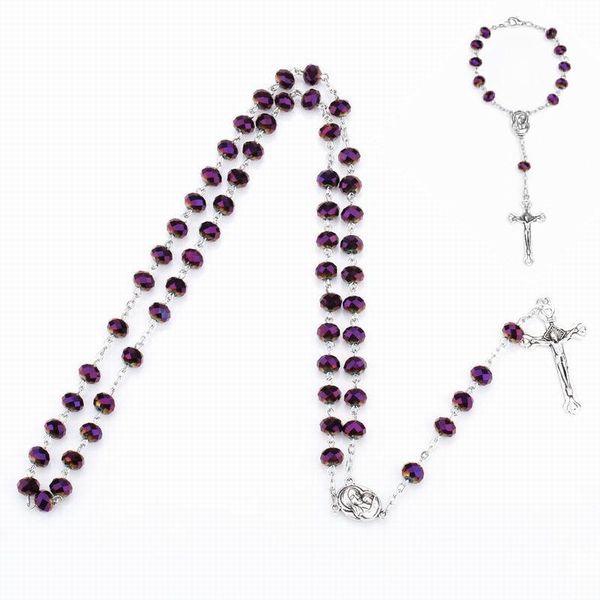 pendant necklaces handmade purple round bead chain virgin mary jesus cross rosary jewelry fashion accessories present, Silver
pendant necklaces handmade purple round bead chain virgin mary jesus cross rosary jewelry fashion accessories present, Silver