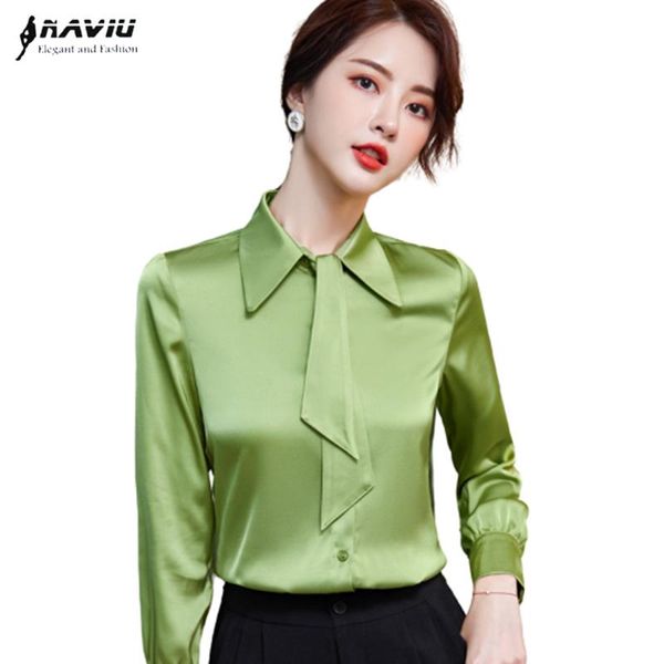 satin shirt women long sleeve autumn new loose design fashion temperament ribbon green blouses office ladies plus size work, White
satin shirt women long sleeve autumn new loose design fashion temperament ribbon green blouses office ladies plus size work, White