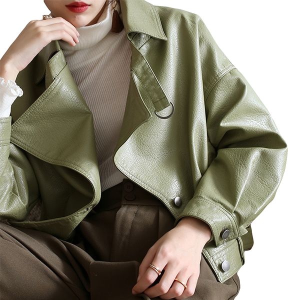 2021 new spring loose green faux casual women short vintage pu jackets female black red leather coats 9b0o
2021 new spring loose green faux casual women short vintage pu jackets female black red leather coats 9b0o
