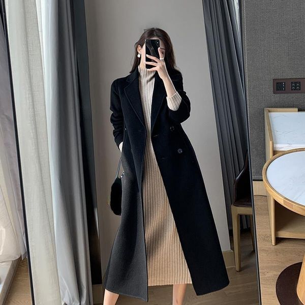 women's wool & blends black coat women luxury winter double breasted wide waist parka keep warm fashion streetwear all-match simple sob
women's wool & blends black coat women luxury winter double breasted wide waist parka keep warm fashion streetwear all-match simple sob