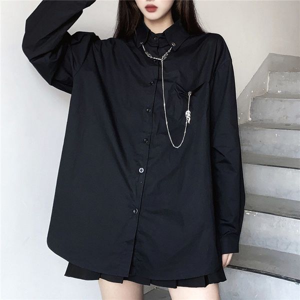 2021 spring vintage long sleeve blouses bla chain korean hong kong style retro women button up shirt harajuku fashion, Black
2021 spring vintage long sleeve blouses bla chain korean hong kong style retro women button up shirt harajuku fashion, Black