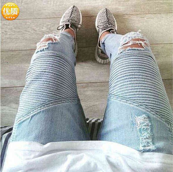 men's jeans high end street biker three dimensional cutting slim elastic small foot motorcycle jeans, Blue
men's jeans high end street biker three dimensional cutting slim elastic small foot motorcycle jeans, Blue