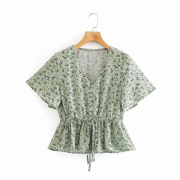 women's blouses & shirts women floral print stylish v-neck short sleeve blouse summer 2021 sweet lady elastic lace up slim shirt femme, White
women's blouses & shirts women floral print stylish v-neck short sleeve blouse summer 2021 sweet lady elastic lace up slim shirt femme, White