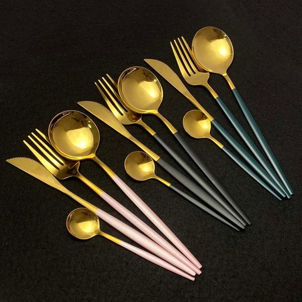 4pcs/set black gold mirror cutlery set stainless steel dinnerware silverware flatware set dinner knife fork spoon
4pcs/set black gold mirror cutlery set stainless steel dinnerware silverware flatware set dinner knife fork spoon