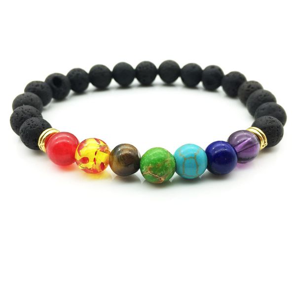 natural strands 8mm energy volcanic stone chakra colorful seven maelun bracelet, Black
natural strands 8mm energy volcanic stone chakra colorful seven maelun bracelet, Black