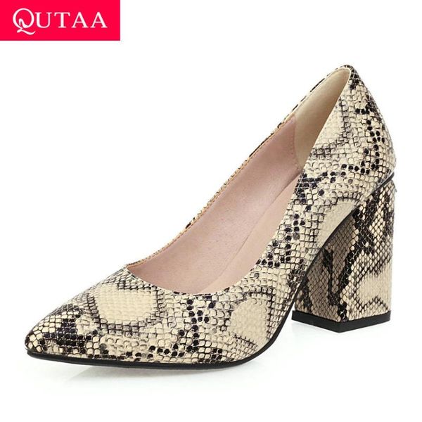 dress shoes qutaa 2021 snakeskin pu leather single pointed toe ladies pumps fashion square heel slip on women size 34-43, Black
dress shoes qutaa 2021 snakeskin pu leather single pointed toe ladies pumps fashion square heel slip on women size 34-43, Black