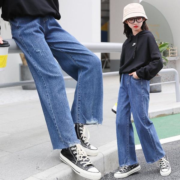 teenage girls jenas fashion simple ripped wide-leg jeans girls pants 2021 spring new look tall and thin elastic kids trousers, Blue
teenage girls jenas fashion simple ripped wide-leg jeans girls pants 2021 spring new look tall and thin elastic kids trousers, Blue