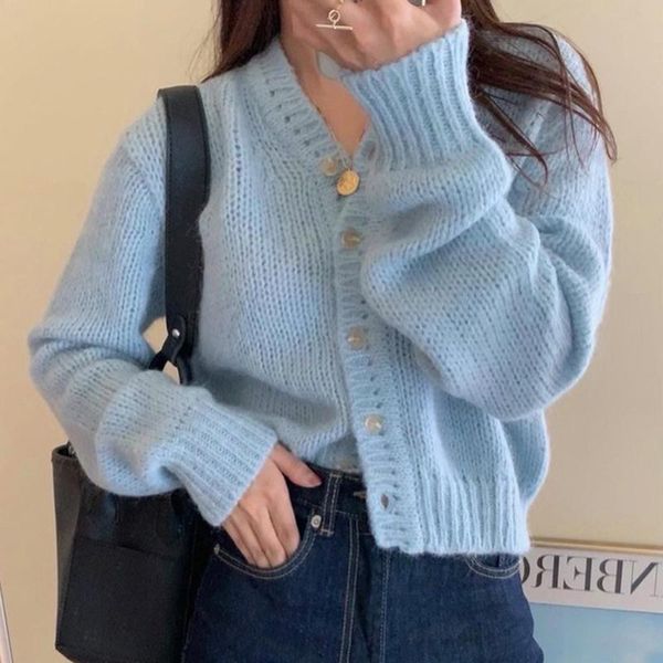 women's knits & tees korean chic v neck long sleeve knitted cardigans women solid all match casual autumn 2021 sweater coat sweet suete, White
women's knits & tees korean chic v neck long sleeve knitted cardigans women solid all match casual autumn 2021 sweater coat sweet suete, White