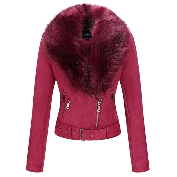 giolshon winter women faux suede jacket with detachable fur collar belt lady thick warm leather jacket casual chic moto red coat 211108, Black
giolshon winter women faux suede jacket with detachable fur collar belt lady thick warm leather jacket casual chic moto red coat 211108, Black