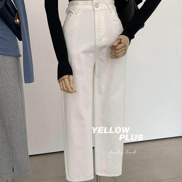 women's jeans simple white woman, high waist look thin and straight cropped pants, Blue
women's jeans simple white woman, high waist look thin and straight cropped pants, Blue