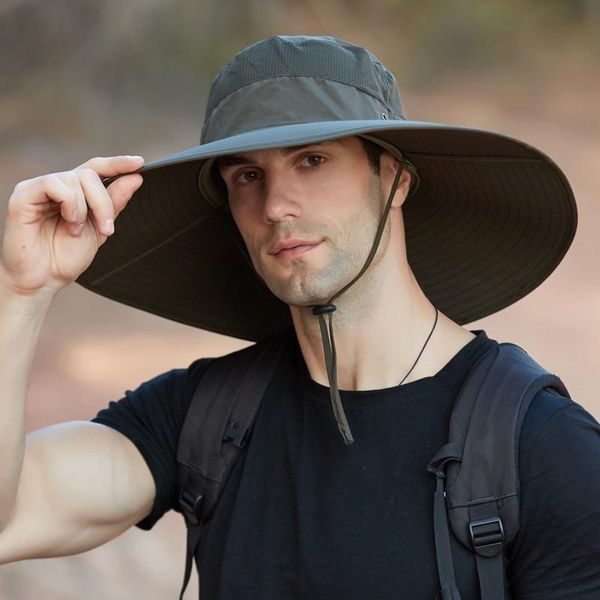 wide brim hats summer 15cm big men's mountaineering hat solid waterproof sun oversized cap fishing panama, Blue;gray
wide brim hats summer 15cm big men's mountaineering hat solid waterproof sun oversized cap fishing panama, Blue;gray