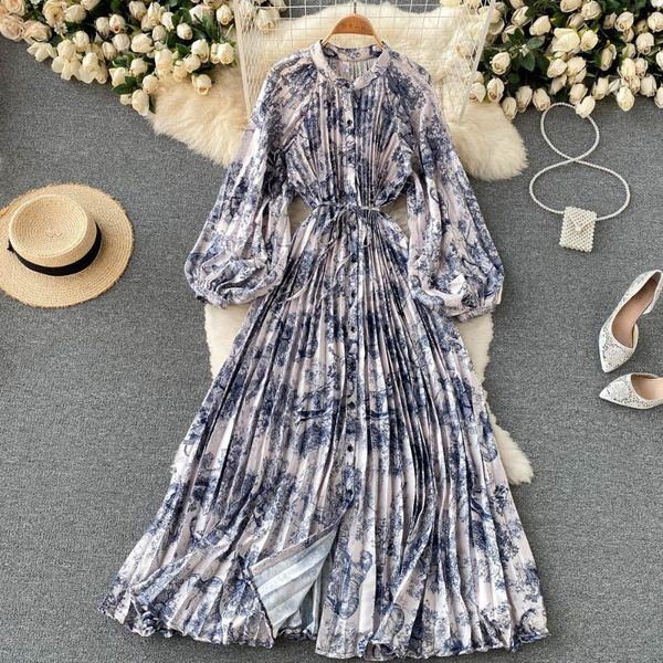 casual dresses french print pleated dress female retro single breasted long sleeve a-line autumn vacation, Black;gray
casual dresses french print pleated dress female retro single breasted long sleeve a-line autumn vacation, Black;gray