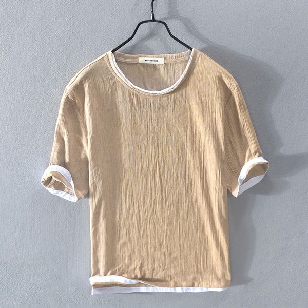 2021 new vero nova chegada de manga curta linho enrugamento tecido t camisa masculina marca moda camiseta para homens casual confortvel tshi, White
2021 new vero nova chegada de manga curta linho enrugamento tecido t camisa masculina marca moda camiseta para homens casual confortvel tshi, White