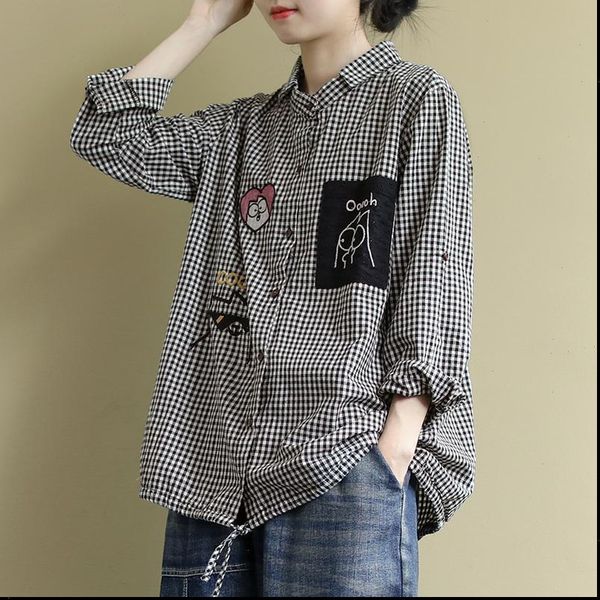 2021 spring new arts style women long sleeve loose shirts all matched casual plaid turn down collar blouses blusa feminina s611, White
2021 spring new arts style women long sleeve loose shirts all matched casual plaid turn down collar blouses blusa feminina s611, White