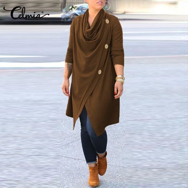 celmia vintage cowl neck asymmetrical women long shirts 2021 autumn long sleeve buttons blouse female solid blusas feminina, White
celmia vintage cowl neck asymmetrical women long shirts 2021 autumn long sleeve buttons blouse female solid blusas feminina, White