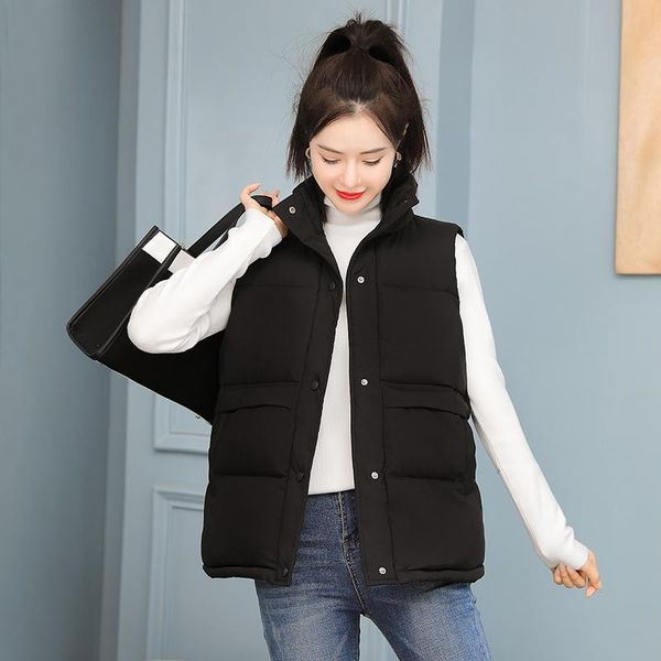 women's vests 2021 women sleeveless vest down cotton padded jacket female veats mandarin collar winter warm black jackets coat, Black;white
women's vests 2021 women sleeveless vest down cotton padded jacket female veats mandarin collar winter warm black jackets coat, Black;white