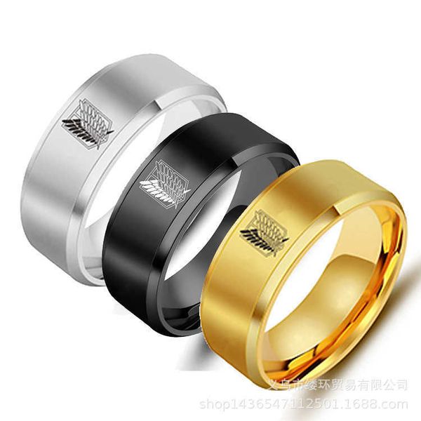 5 colors attack on titan black sliver stainless steel ring wings of liberty flag finger rings for men women jewelry anime fans, Silver
5 colors attack on titan black sliver stainless steel ring wings of liberty flag finger rings for men women jewelry anime fans, Silver