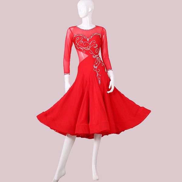 stage wear red women modern dance costumes high-end waltz dress big swing ballroom performance clothing txh-mqn26, Black;red
stage wear red women modern dance costumes high-end waltz dress big swing ballroom performance clothing txh-mqn26, Black;red
