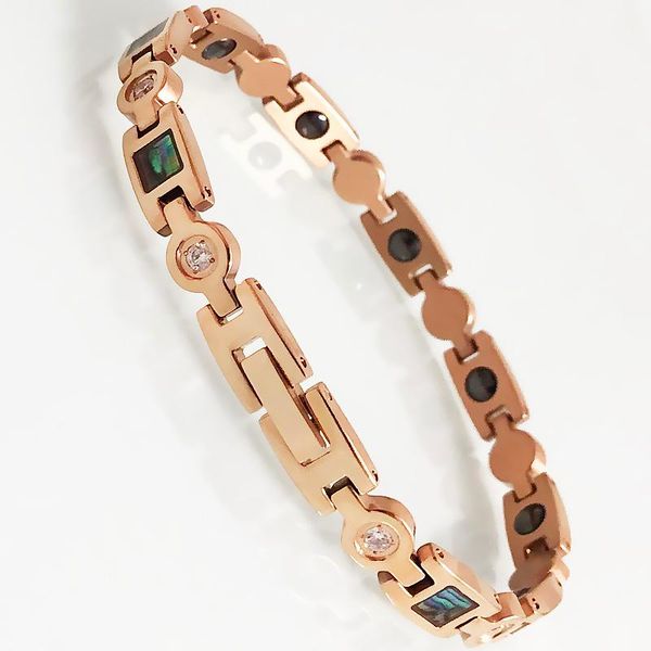 link, chain magnetic women's health bracelets rose gold color stainless steel germanium energy wristband female natural shell jewelry g, Black
link, chain magnetic women's health bracelets rose gold color stainless steel germanium energy wristband female natural shell jewelry g, Black