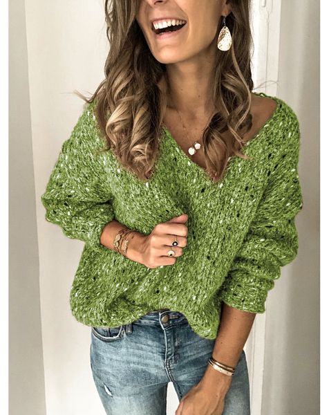 women long sleeve v neck knitted sweater solid pink gray green blue brown pollover plus size oversized sweater, White;black
women long sleeve v neck knitted sweater solid pink gray green blue brown pollover plus size oversized sweater, White;black