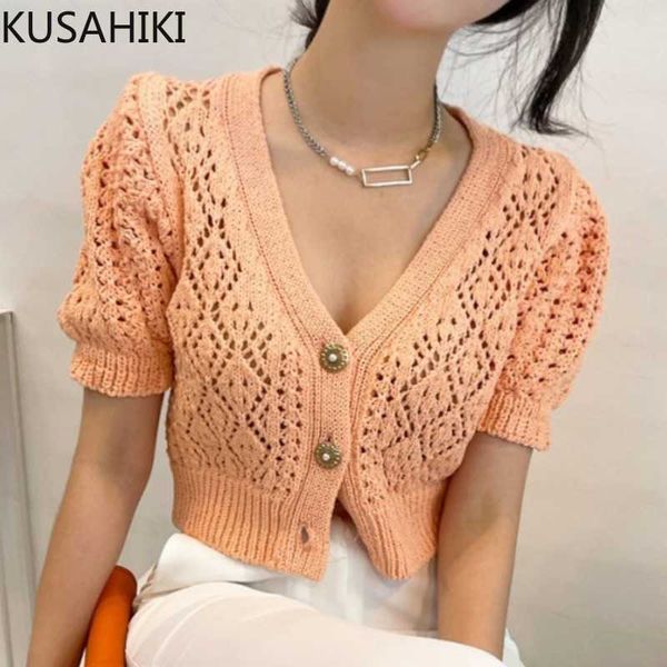 kusahiki korean hollow-out short knitwear slim puff sleeve v-neck knitted cardigan summer women jumpers 6j022 210602, White
kusahiki korean hollow-out short knitwear slim puff sleeve v-neck knitted cardigan summer women jumpers 6j022 210602, White