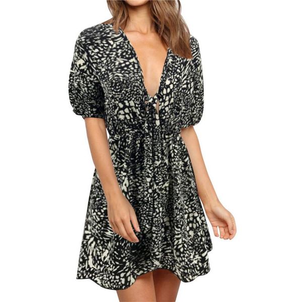 casual dresses women fashion short sleeve spring summer chic printing v neck bandage loose elegant sashes mini dress dating black white, Black;gray
casual dresses women fashion short sleeve spring summer chic printing v neck bandage loose elegant sashes mini dress dating black white, Black;gray