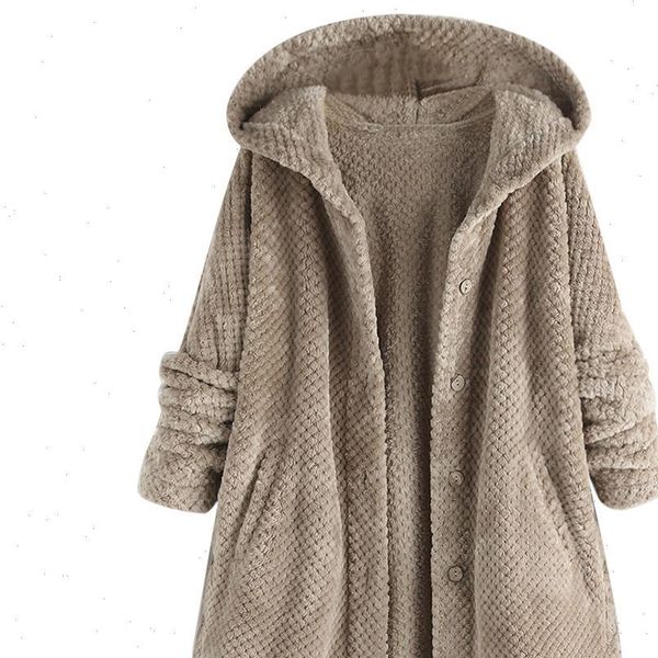 winter plush coat women plus size 5xl irregular button pocket hooded long sleeve thick warm casual outwear coat zer, Black;brown 
winter plush coat women plus size 5xl irregular button pocket hooded long sleeve thick warm casual outwear coat zer, Black;brown